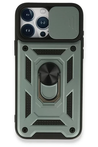 Newface Apple iPhone 15 Pro Kılıf Pars Lens Yüzüklü Silikon - Yeşil ürün görseli 1