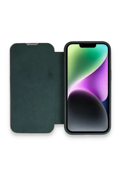 Newface Apple iPhone 13 Pro Kılıf Dolpin Kapaklı - Koyu Yeşil ürün görseli 1