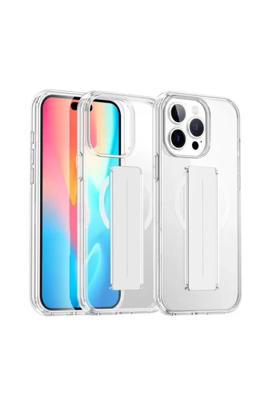 Joko Apple iPhone 15 Pro Max Kılıf Alfa Magsafe Standlı Kapak - Şeffaf ürün görseli 1