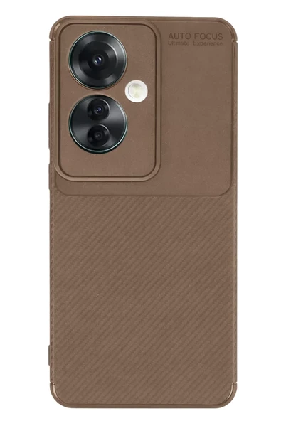 Newface Oppo Reno 11F Kılıf Auto Focus Karbon Kapak - Kahverengi ürün görseli 1
