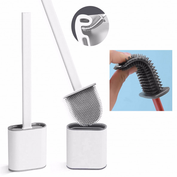 DUVARA ASILAN PRATİK SİLİKON BANYO TUVALET KLOZET WC FIRÇASI ürün görseli 1