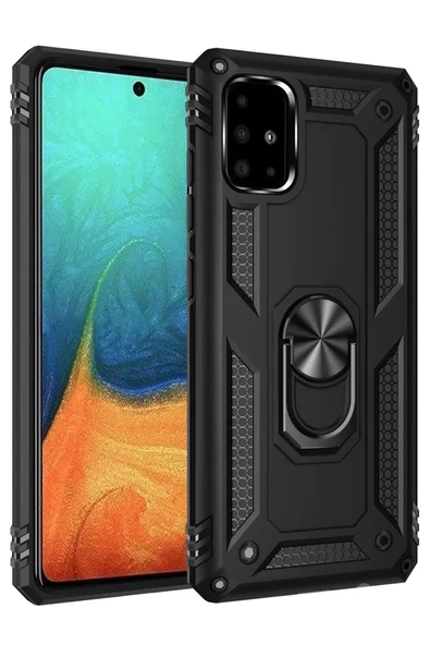 Newface Samsung Galaxy A71 Kılıf Sofya Yüzüklü Silikon Kapak - Siyah ürün görseli 1