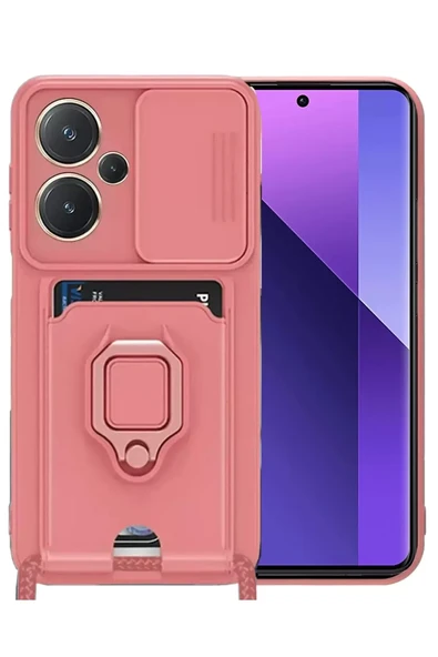 Newface Xiaomi Redmi Note 13 Pro Plus Kılıf Zuma Kartvizitli Yüzüklü Silikon - Pembe ürün görseli 1