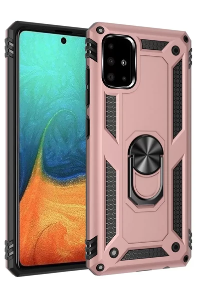 Newface Samsung Galaxy A71 Kılıf Sofya Yüzüklü Silikon Kapak - Rose ürün görseli 1