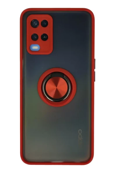 Newface Oppo A54 4G Kılıf Montreal Yüzüklü Silikon Kapak - Kırmızı ürün görseli 1