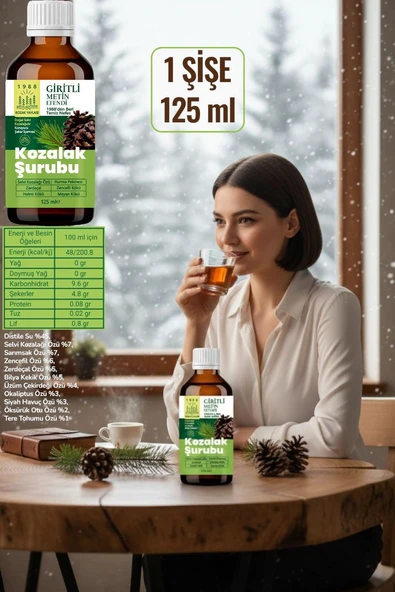 125 ml Kozak Bergama Vakfı Kozalak Şurubu Giritli Metin Efendi ürün görseli 1