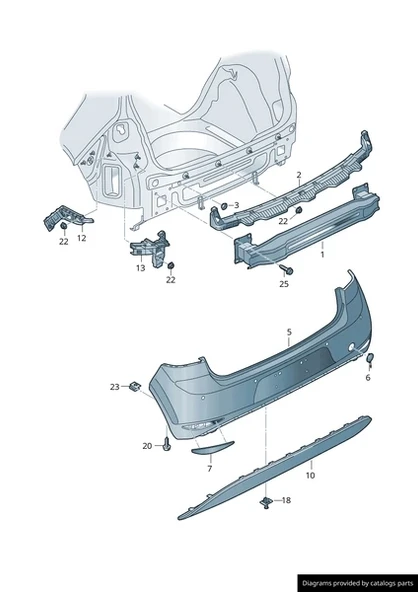 Volkswagen Golf 7 2017-2020 Karlık (Arka Tampon Altı)(Nikelaj Çıtasız)(Spoıler)(Bfn) (Oem No:5G6807568Q9B9) ürün görseli 1