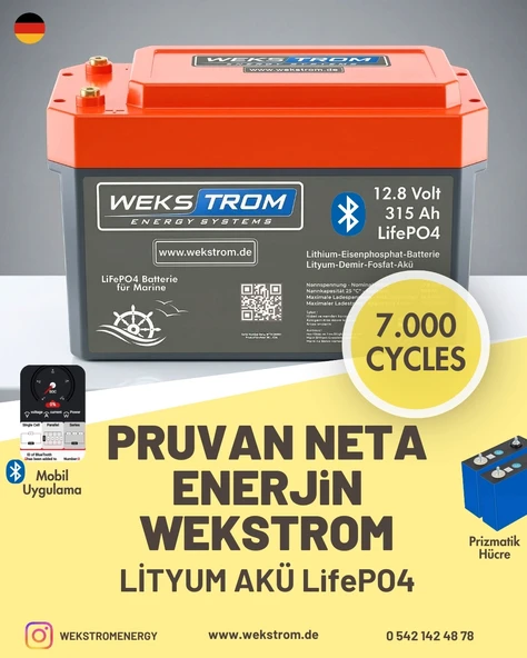 WEKSTROM GERMANY Lityum Demir Fosfat Akü 12,8 V 315 Ah LiFePO4 ürün görseli 1