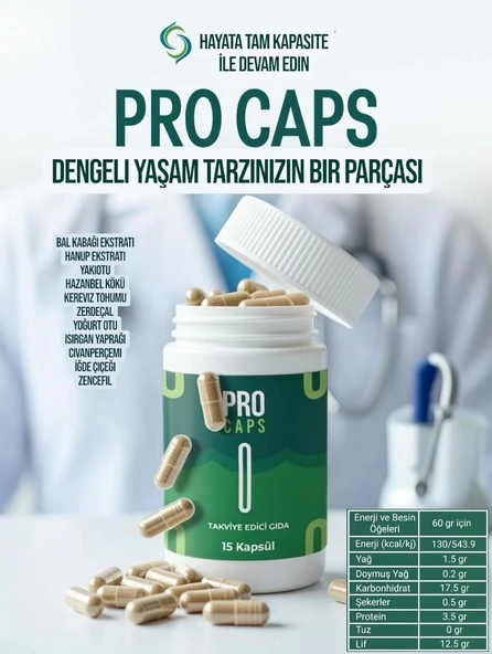 1 Kutu Procaps Takviye Edici Gıda Pro Caps 15’li Bitkisel Kapsül ürün görseli 1