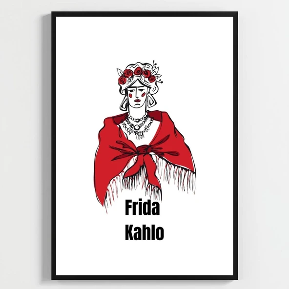 Besay Frida Kahlo Tarzı Kadın Figürlü Duvar Poster-Modern Sanat Estetik Dekoratif A3 Çerçevesiz ürün görseli 1