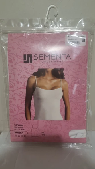 Sementa Kadın Modal Strech İnce Askılı Atlet-Beyaz -3 Adet-XL- İkinci Bir Ten Hissini Hissedin.! ürün görseli 1