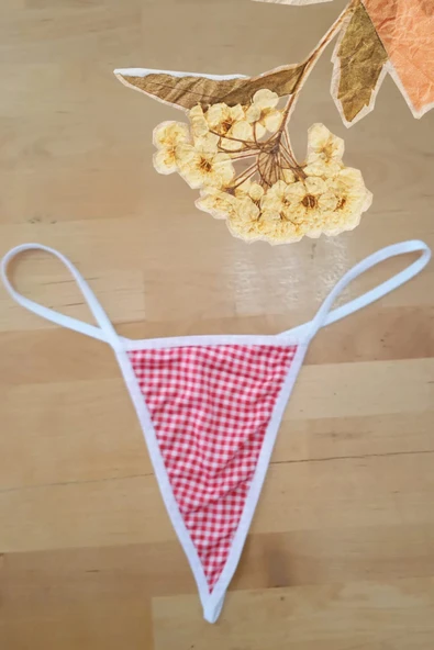 Anastasia Underwear Kadın String Tanga Külot - Küçük Kare Desen - Kırmızı (ANS104) ürün görseli 1