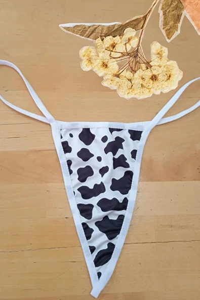 Anastasia Underwear Kadın String Tanga Külot - Dalmaçya Desen Siyah-Beyaz (ANS105) ürün görseli 1