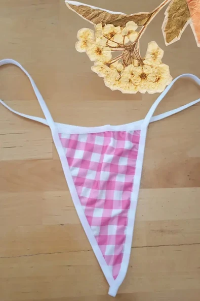 Anastasia Underwear Kadın String Tanga Külot - Büyük Kare Desen Pembe (ANS108) ürün görseli 1
