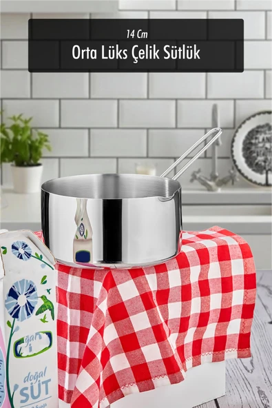 14 Cm Orta Boy Lüx Paslanmaz Çelik Sütlük & Sosluk & Kaçerola ürün görseli 1