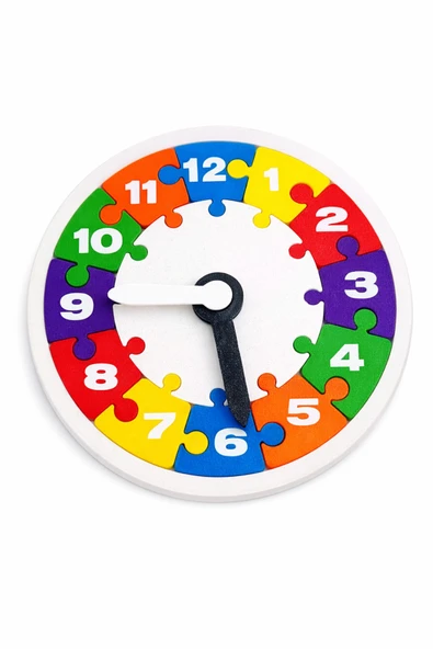 Çocuklar İçin İnteraktif Saat Öğrenme Seti - Renkli Sayılar Puzzle Saat - Dayanıklı PLA ürün görseli 1