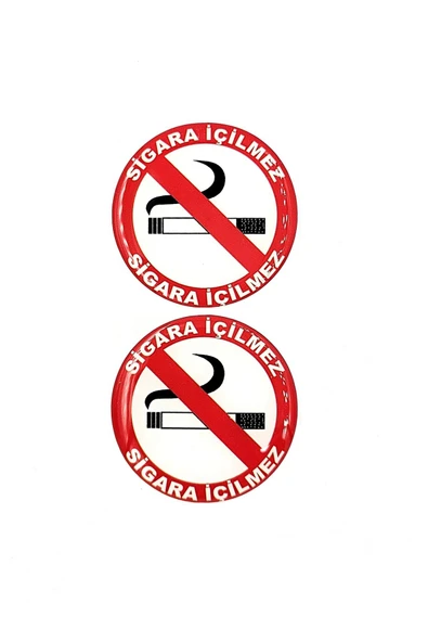 Damla Sticker Yuvarlak Sigara içilmez Logo Sticker Boyut 6.8 cm 2 Adet ürün görseli 1
