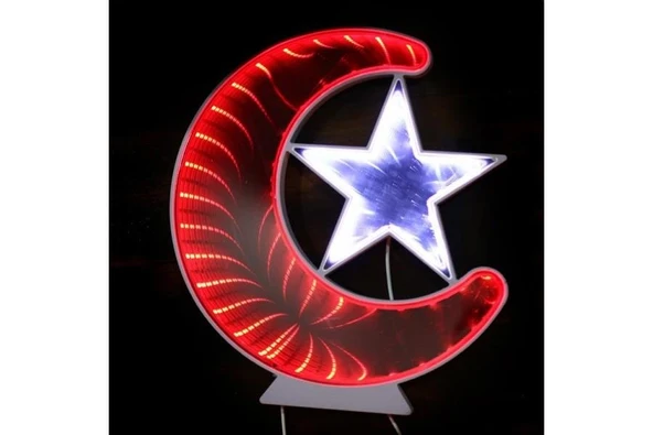Ay Yıldız Pano Türk Bayrağı Şerit Ledli Işıklı Tablo Hediyelik ürün görseli 1