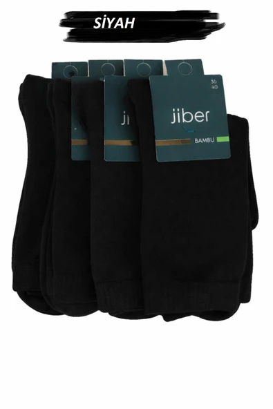 Jiber Kadın Bambu Likralı Soket Çorap 6650 - 12 Adet   Siyah 36-40 ürün görseli 1