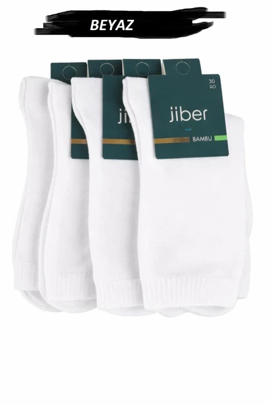 Jiber Kadın Bambu Likralı Soket Çorap 6650 - 12 Adet   Beyaz 36-40 ürün görseli 1