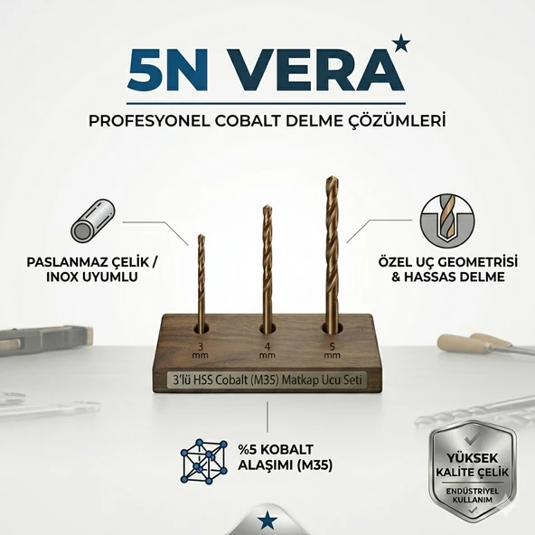 HSS Co M35 Matkap Ucu Seti 3-4-5 mm İnox Kobalt Paslanmaz Çelik Delme ürün görseli 1