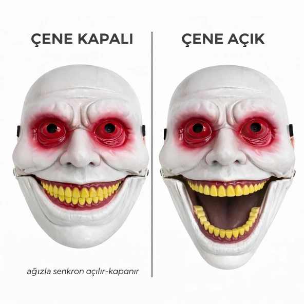 Hareketli Çene Mekanizmalı Korku Maskesi Kırmızı ürün görseli 1