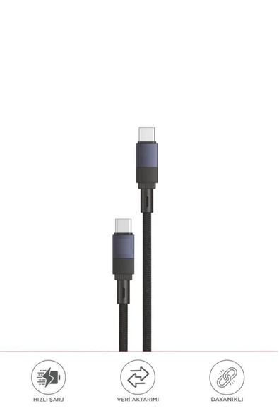 Şarj Kablosu Type-C to Type-C Örgü 60W Data Kablo U18 - Resim 5