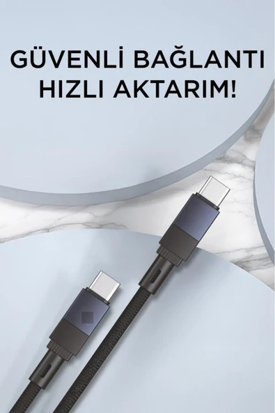 Şarj Kablosu Type-C to Type-C Örgü 60W Data Kablo U18 - Resim 8