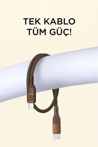 Şarj Kablosu Type-C to Type-C Örgü 60W Data Kablo U18 - Resim 10
