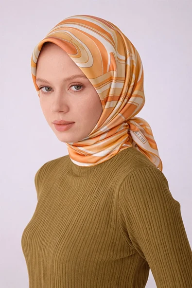 Geometrik Desen İpek Twill Eşarp (T)  4311 ürün görseli 1