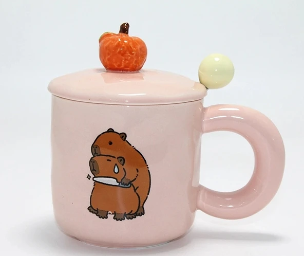 3d Capybara Desenli Porselen Kupa Bardak Alk4504 ürün görseli 1