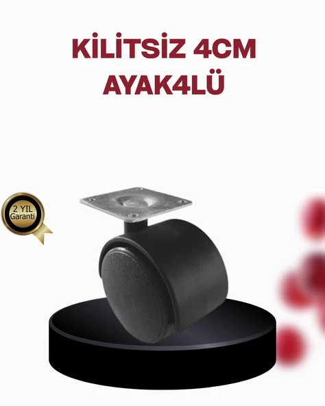 4 cm Döner Ayak Kilitsiz 4 Adet Mobilya ve Sehpa Ayağı ürün görseli 1