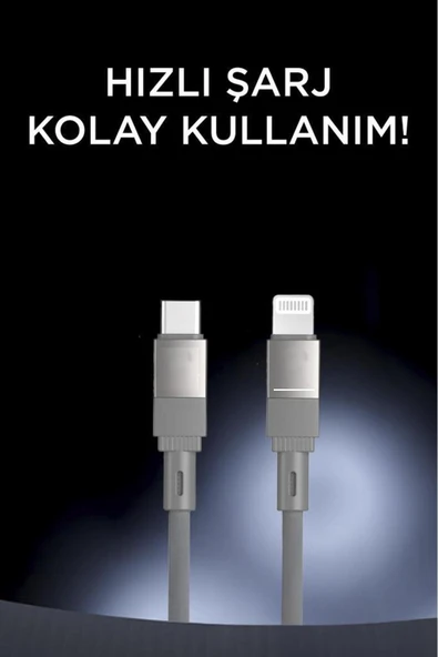 Şarj Kablosu Type-C to Lightning Örgü Data Kablo U18 - Resim 4