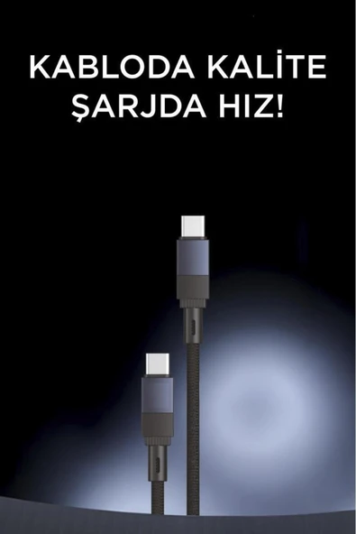 Şarj Kablosu Type-C to Type-C Örgü 60W Data Kablo U18 - Resim 7