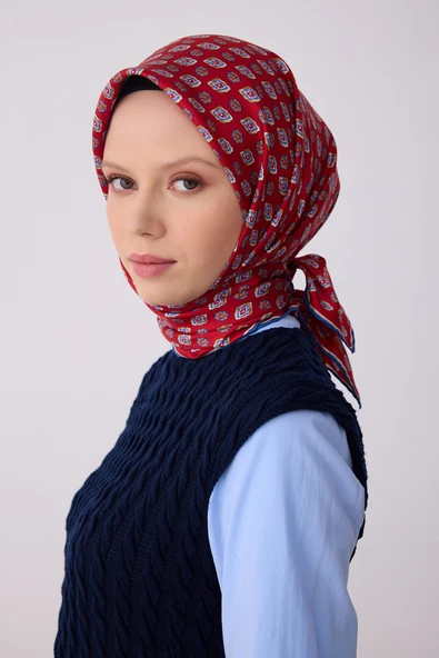 Etnik Desen Saf İpek Twill Eşarp  4308 ürün görseli 1