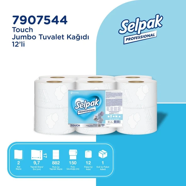Selpak Professional Extra Jumbo Tuvalet Kağıdı 12'li 150 Metre ürün görseli 1