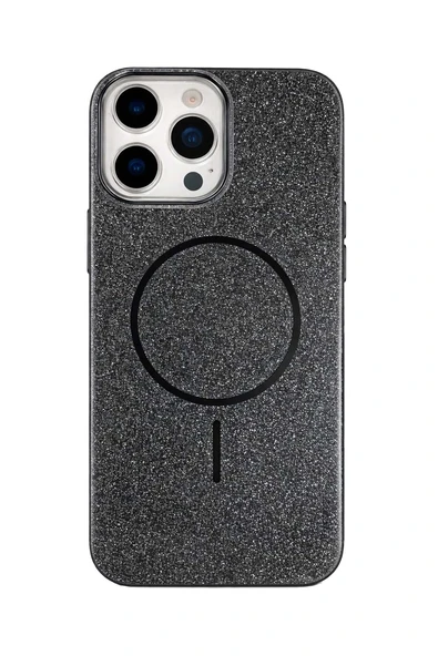 iPhone 13 pro max Uyumlu Telefon Kılıfı Magsafe Wireless Şarj Özellikli Simli Lüks Silikon Kılıf ürün görseli 1