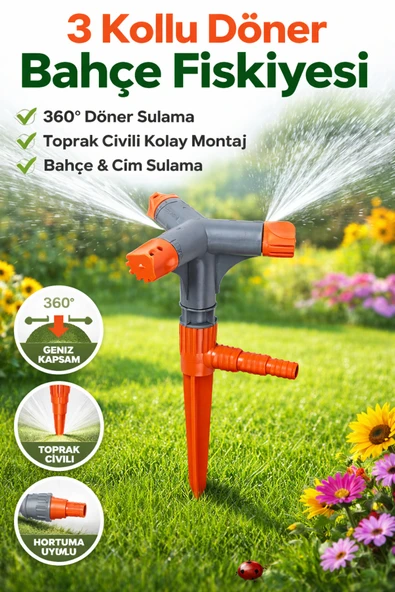 DESIPHON Dairesel Döner Fıskiye Kazıklı Bahçe Sulama Fıskiyesi Turbo Sprinkler Çim Bahçe Sulama Aparatı ürün görseli 1