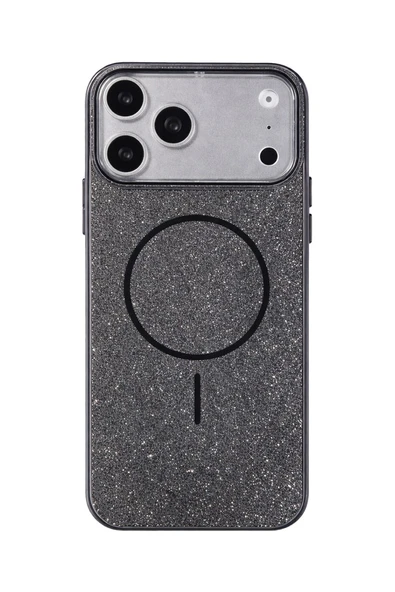 iPhone 17 Pro Uyumlu Telefon Kılıfı Magsafe Wireless Şarj Özellikli Simli Lüks Silikon Kılıf ürün görseli 1