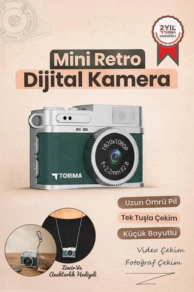 Mini Dijital Kamera Selfie Video Vlog Kamerası Mini Anahtarlık 1080P CMR35 Koyu Yeşil ürün görseli 1