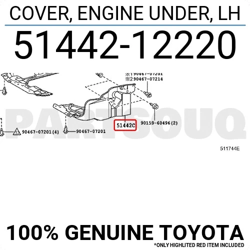 Toyota Corolla 2010-2012 Karter Muhafaza Plasatiği Sol (Oem No: 51442-12220) ürün görseli 1
