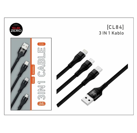Sub Zero 3 Farklı Girişli Şarj Kablosu Cl84 ürün görseli 1