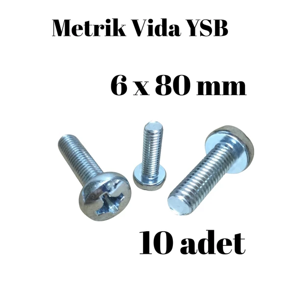 Metrik Vida YSB 6X80  10 Adet Yıldız Silindir Başlı Vida ürün görseli 1