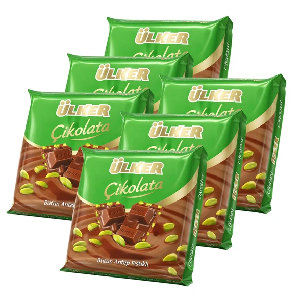 Ülker Antep Fıstıklı Kare Çikolata 65 gr x 6 Adet ürün görseli 1