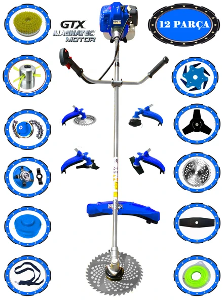 Eisenn German KRAFTEX-12 9600 Seri Yan Tipi Benzinli Ot Çalı Çim Biçme Tırpanı+12 PCS Tam Set Hali Yıkamalı ürün görseli 1