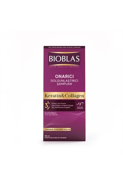 Bioblas Bibolas Keratin Collagen Onarıcı Dolgunlaştırıcı Şampuan 360 ml ürün görseli 1