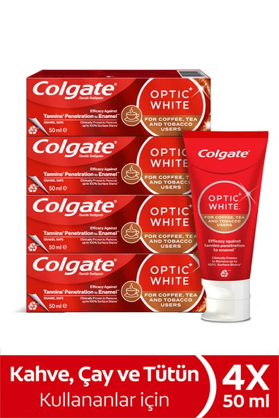 Colgate Optic White Kahve, Çay Ve Tütün Kullanıcıları Için Diş Macunu 50 ml X4 Adet ürün görseli 1