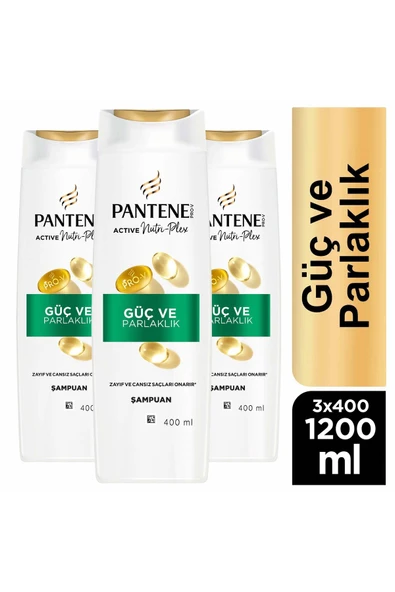 Pantene Güç ve Parlaklık Şampuan 400ml x3 Adet ürün görseli 1
