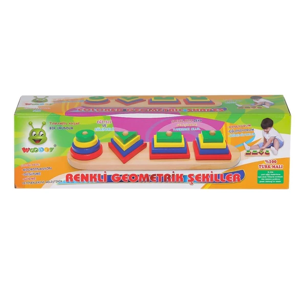 KR006 Woodoy Renkli Geometrik Şekiller -Karsan  Oyuncak ürün görseli 1