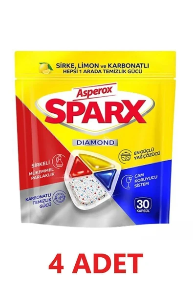 ASPEROX Sparx Bulaşık Makinesi Deterjanı 30LU 4 ADET ürün görseli 1